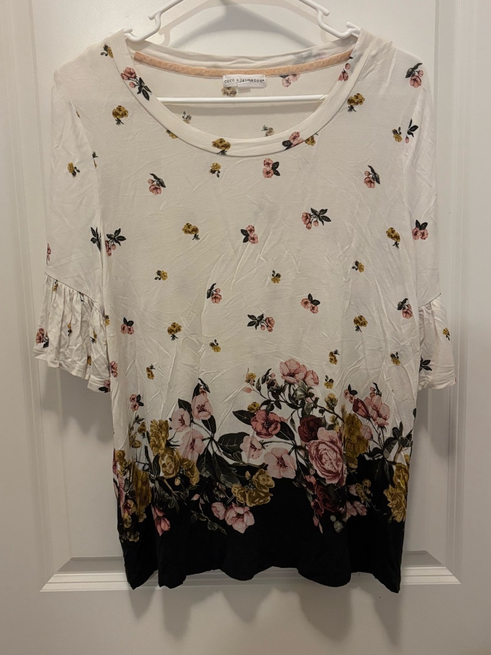 Jasmine Floral Border Tunic - White with Pink & Yellow Floral - coco+jasmine